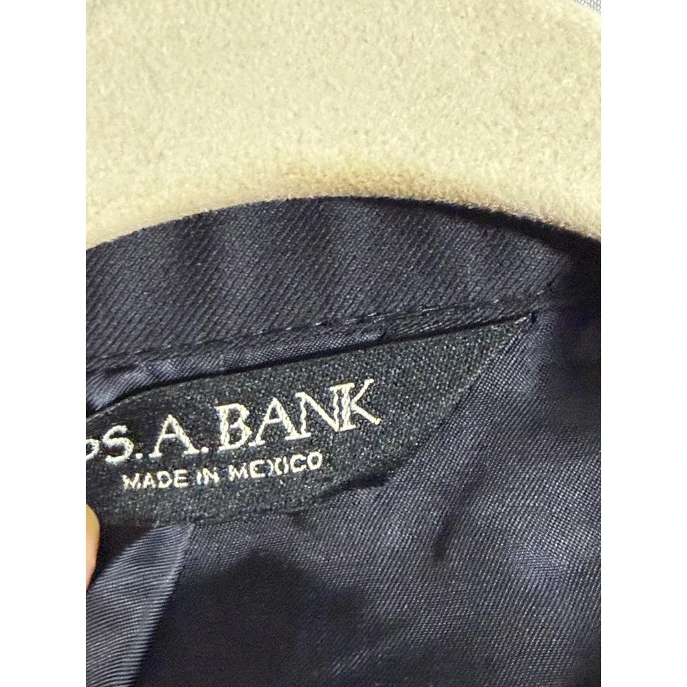 Jos A Bank Blazer Mens 48L Navy Blue 100% Wool Gold Crest Buttons